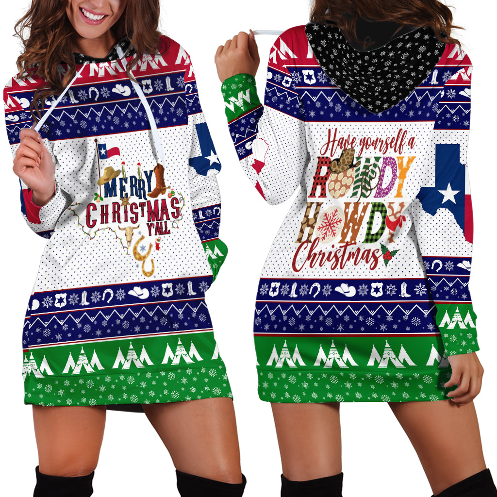 Merry Christmas Yall Texas Hoodie Dress - Wonder Print Shop