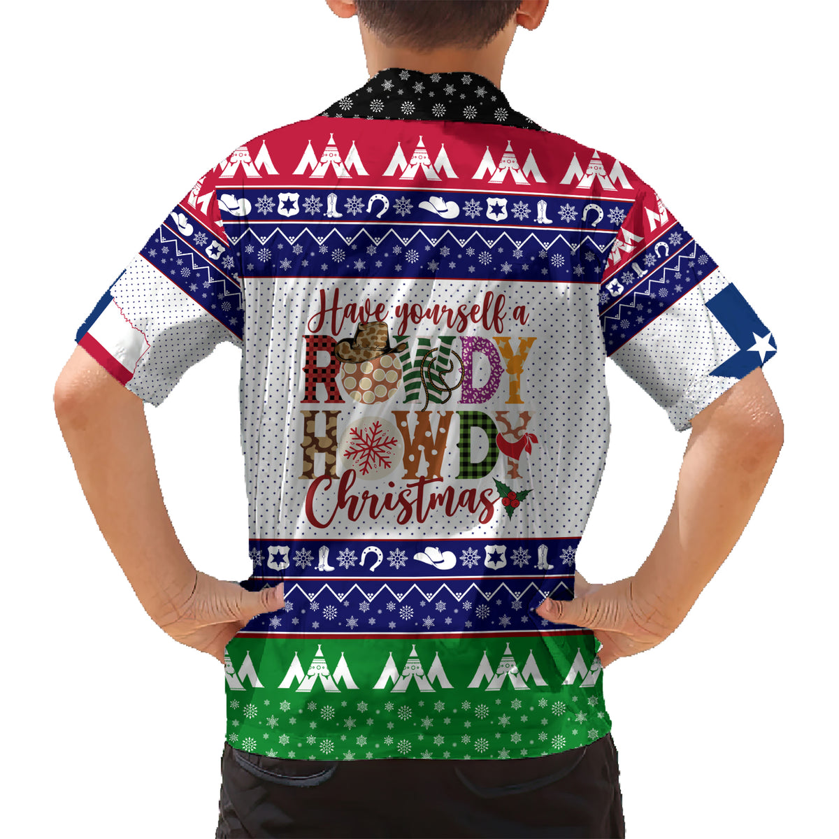Merry Christmas Yall Texas Kid Hawaiian Shirt - Wonder Print Shop