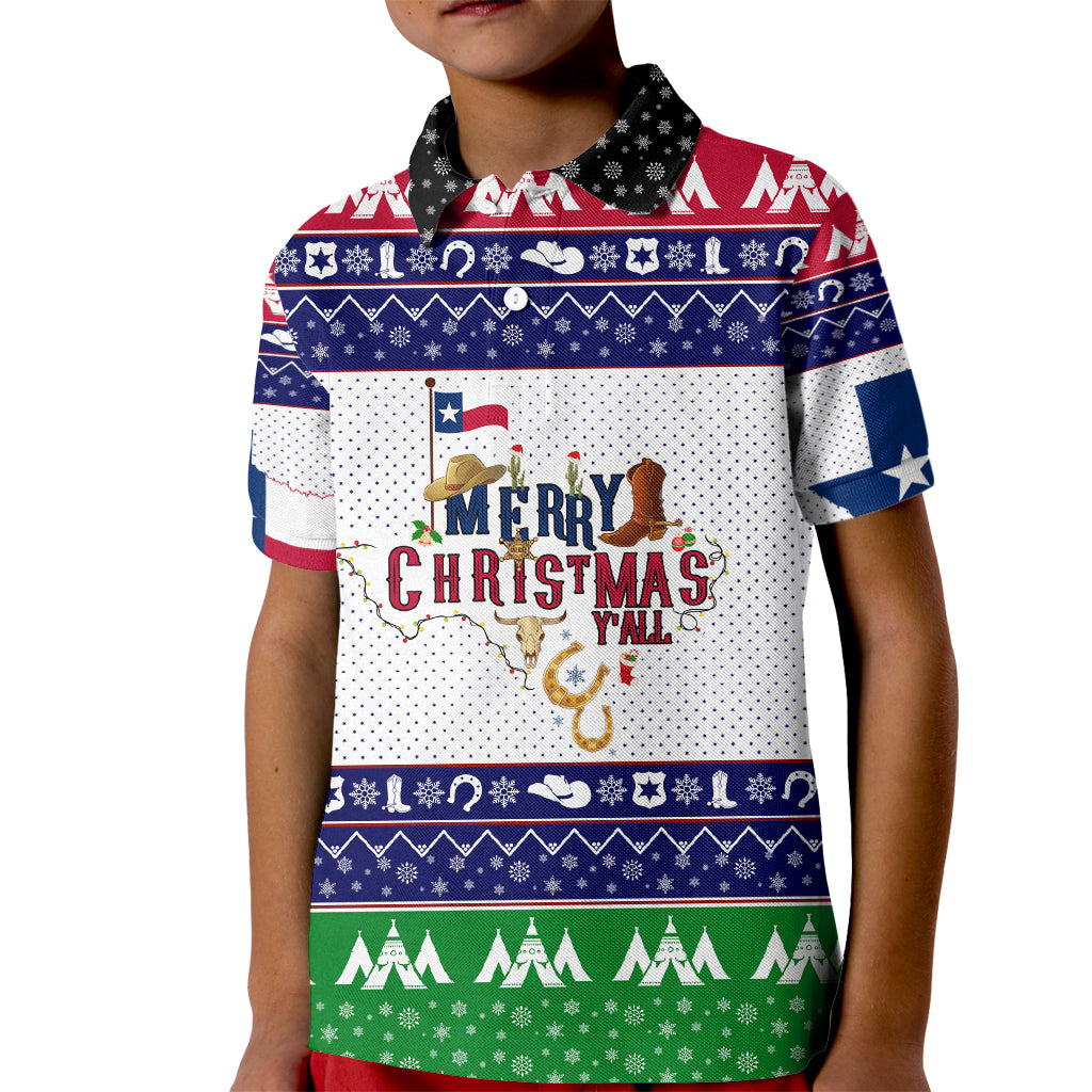 Merry Christmas Yall Texas Kid Polo Shirt - Wonder Print Shop