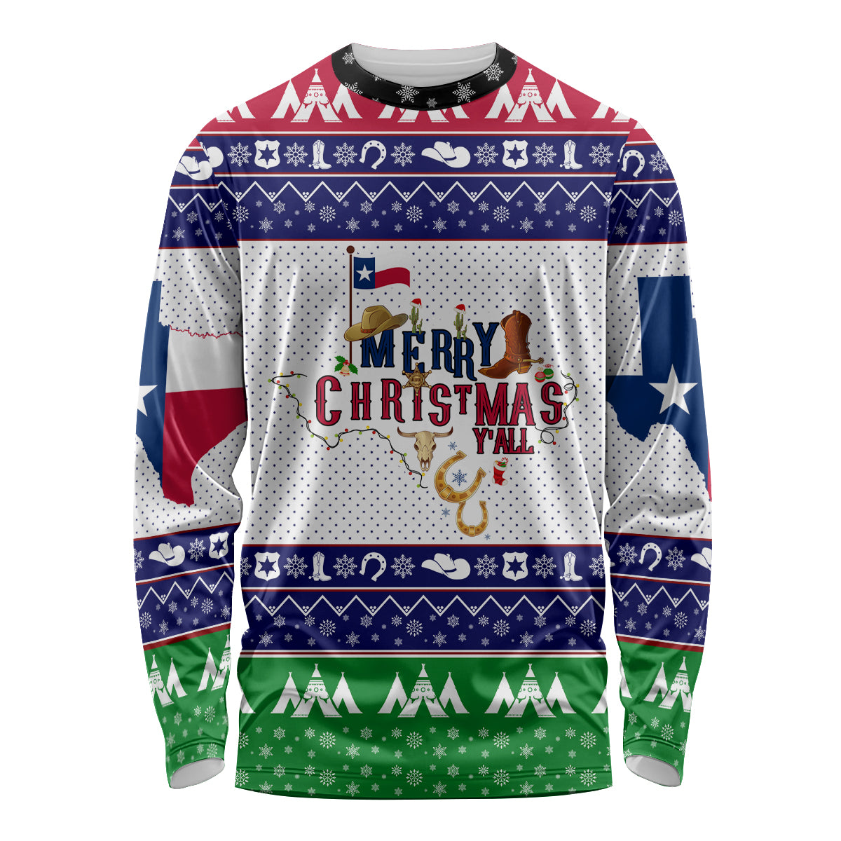 Merry Christmas Yall Texas Long Sleeve Shirt - Wonder Print Shop
