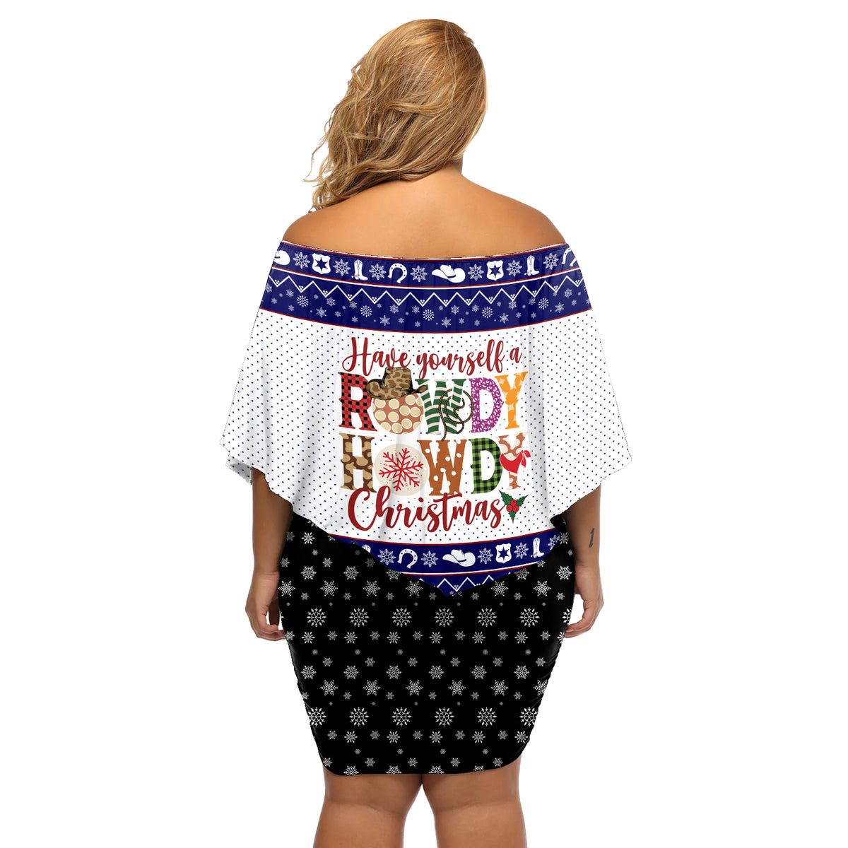 Merry Christmas Yall Texas Off Shoulder Short Dress - Wonder Print Shop