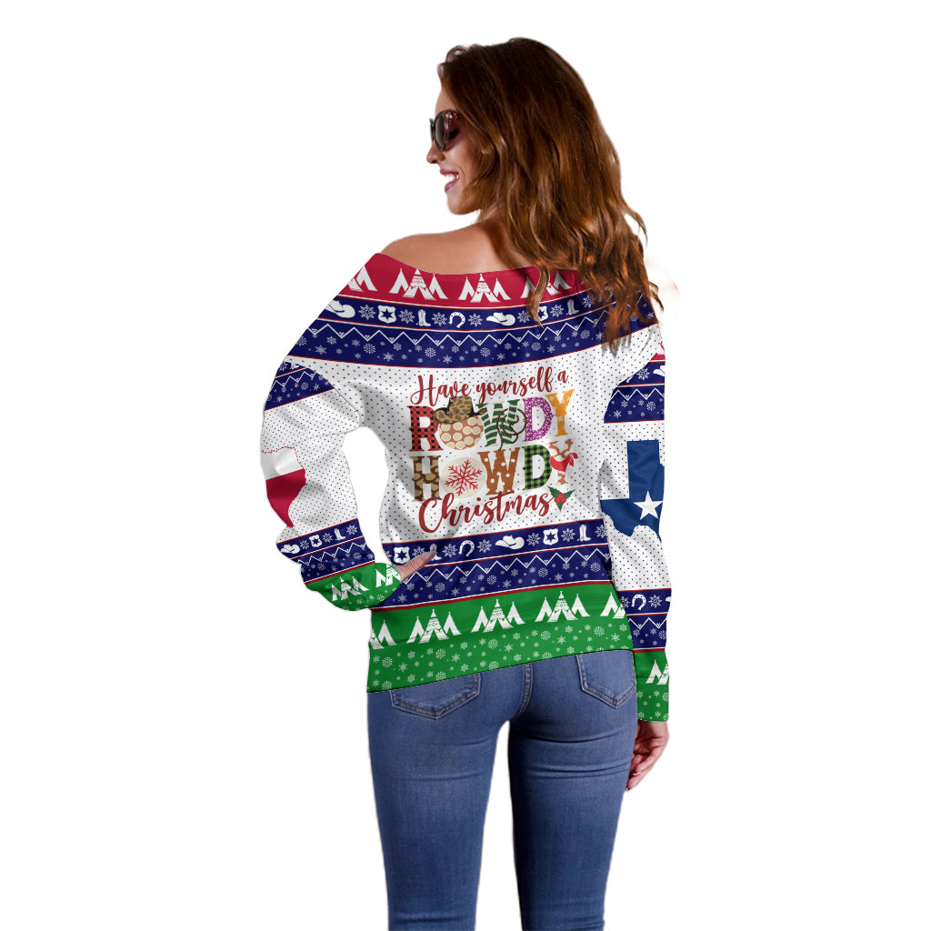 Merry Christmas Yall Texas Off Shoulder Sweater - Wonder Print Shop
