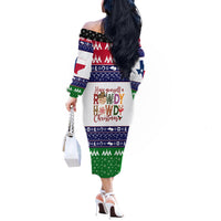 Merry Christmas Yall Texas Off The Shoulder Long Sleeve Dress - Wonder Print Shop
