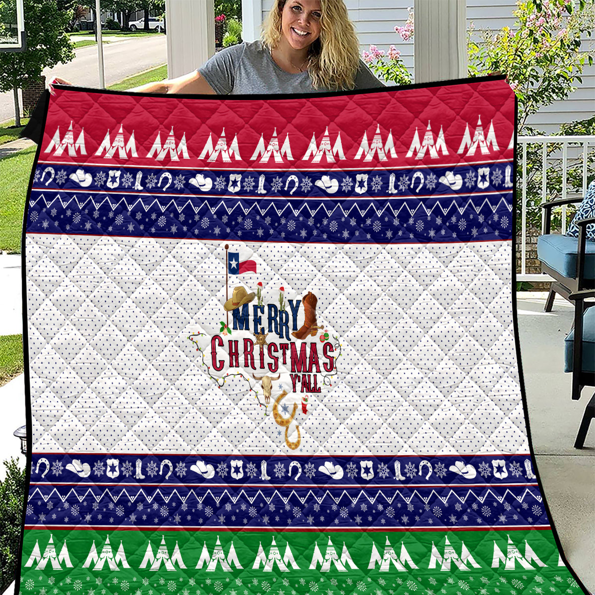 Merry Christmas Yall Texas Quilt - Wonder Print Shop