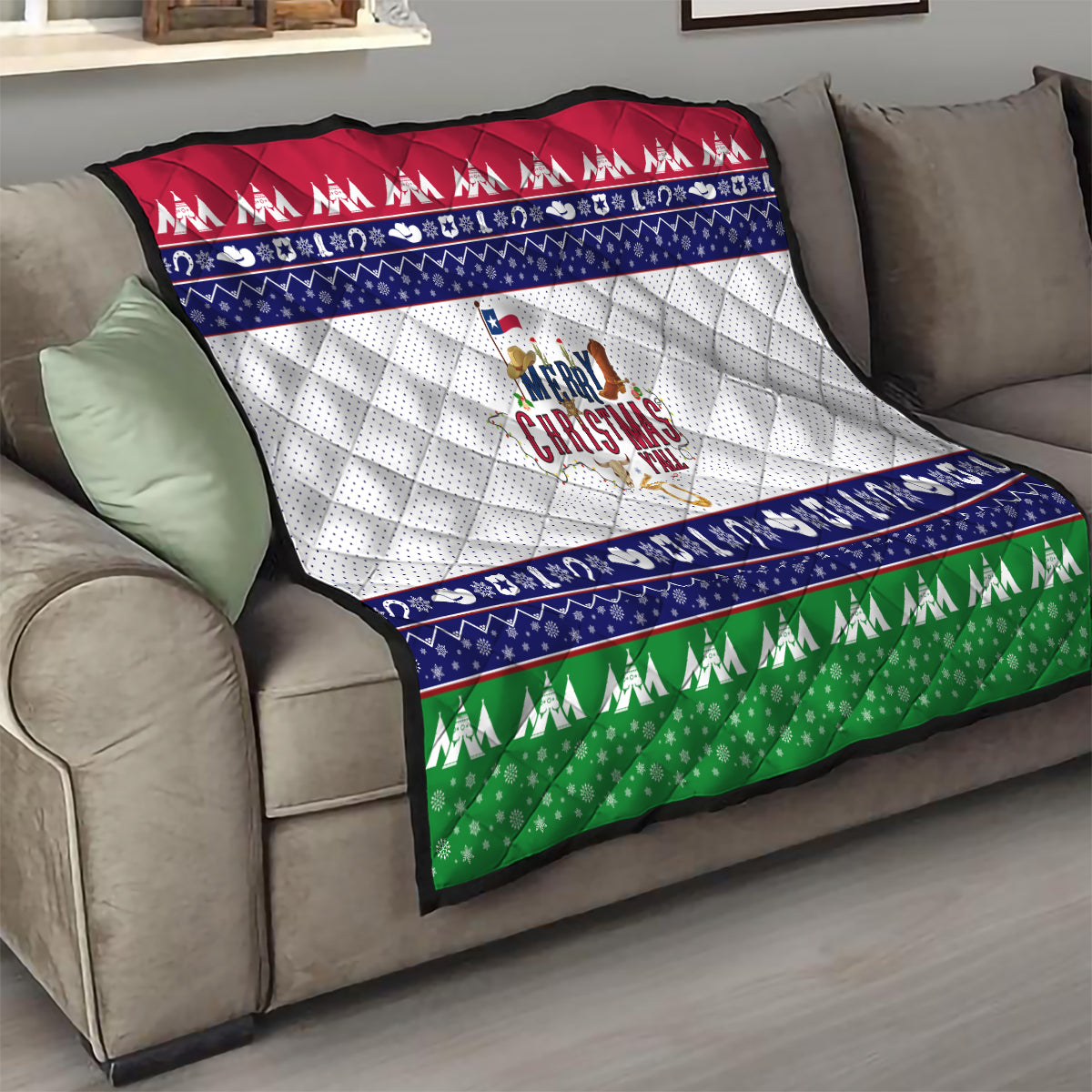 Merry Christmas Yall Texas Quilt - Wonder Print Shop