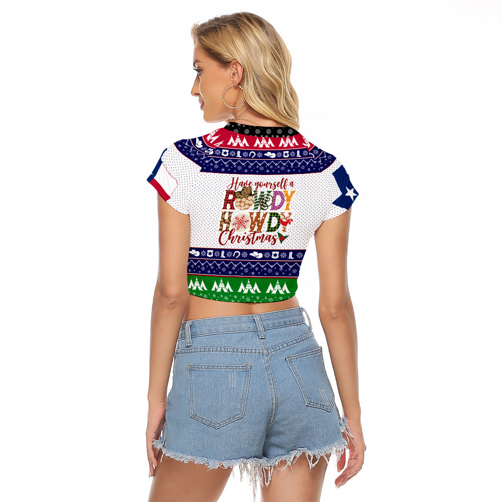 Merry Christmas Yall Texas Raglan Cropped T Shirt - Wonder Print Shop