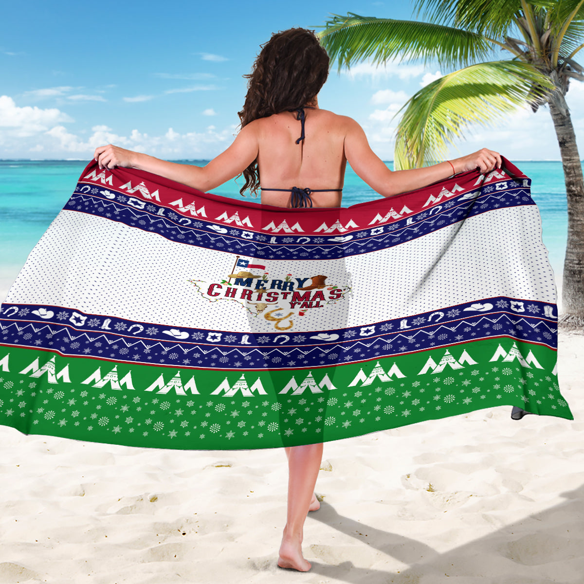 Merry Christmas Yall Texas Sarong - Wonder Print Shop