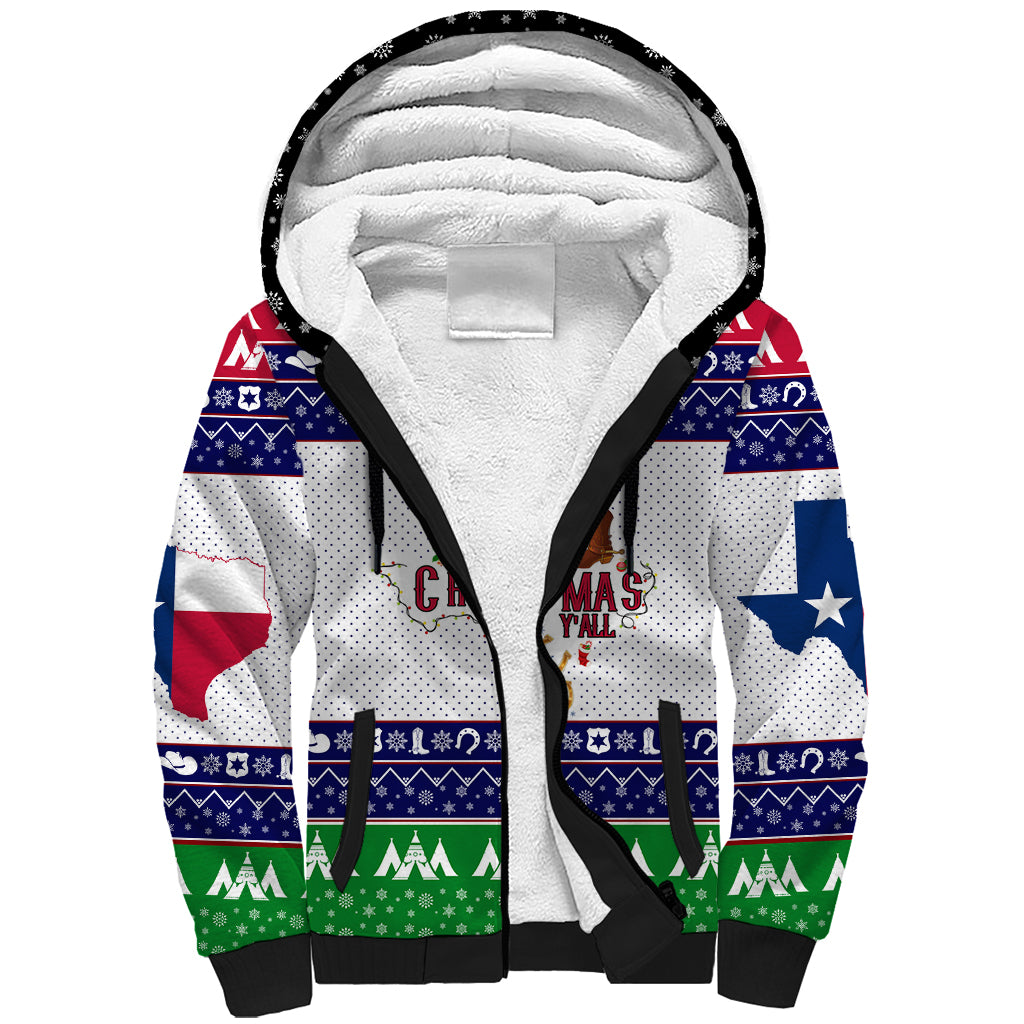 Merry Christmas Yall Texas Sherpa Hoodie - Wonder Print Shop