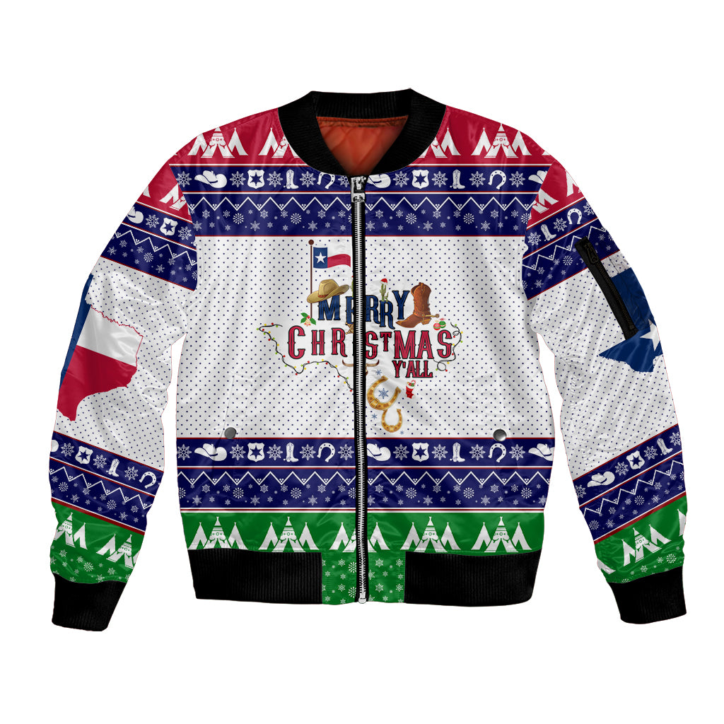 Merry Christmas Yall Texas Sleeve Zip Bomber Jacket - Wonder Print Shop