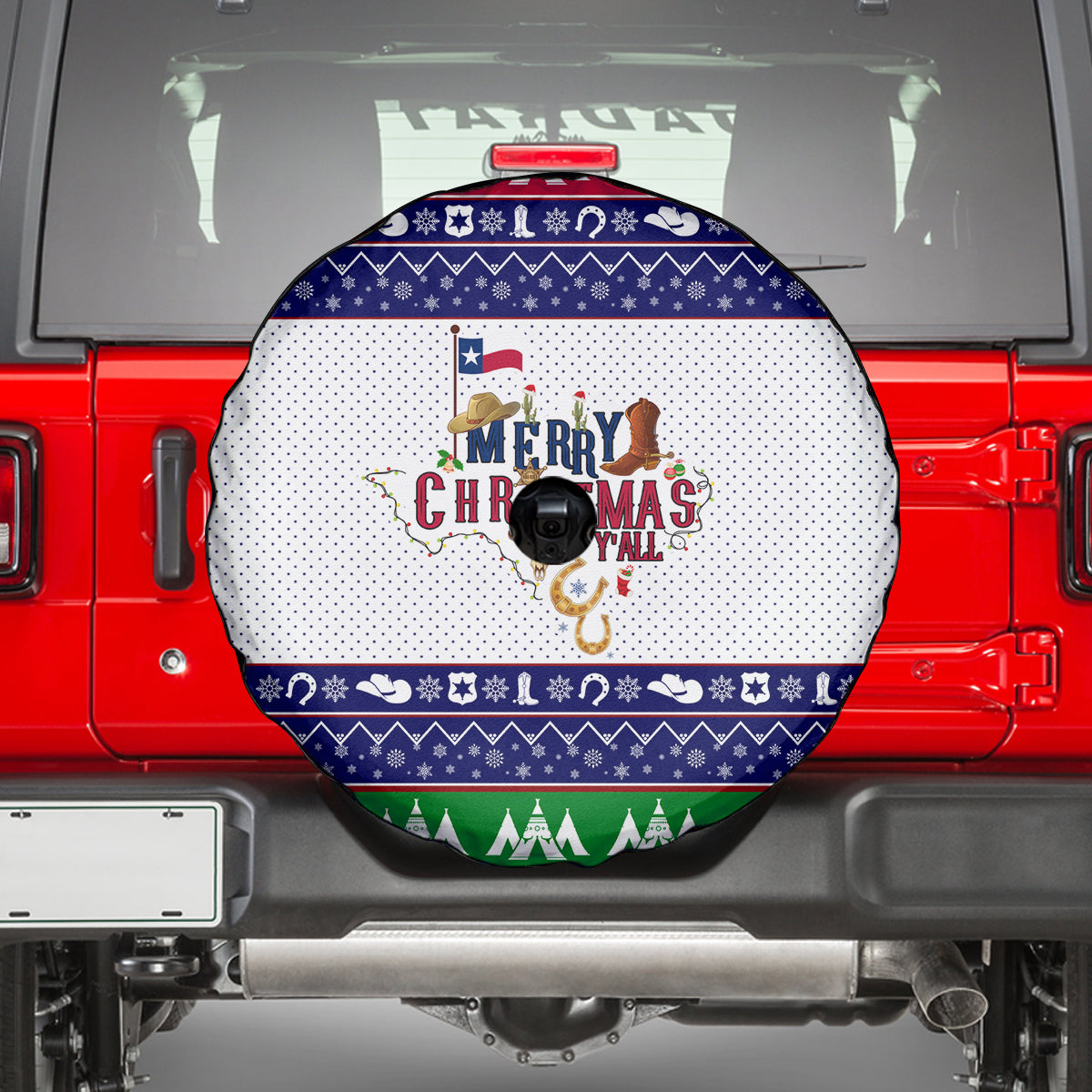 Merry Christmas Yall Texas Spare Tire Cover - Wonder Print Shop