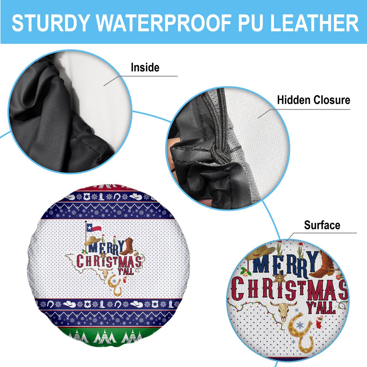 Merry Christmas Yall Texas Spare Tire Cover - Wonder Print Shop