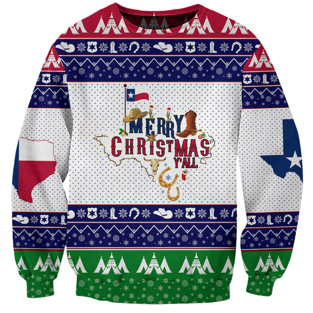 Merry Christmas Yall Texas Sweatshirt - Wonder Print Shop