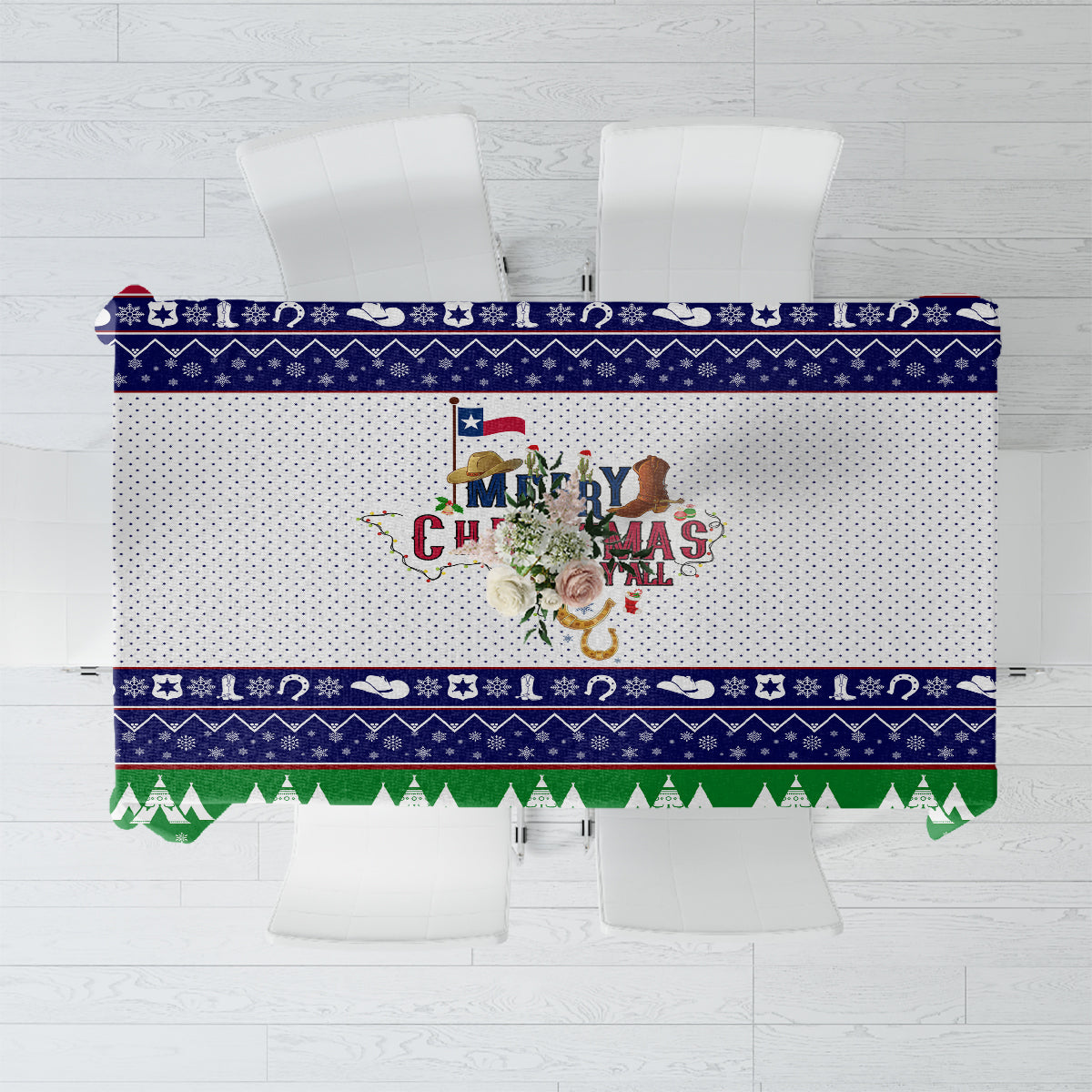 Merry Christmas Yall Texas Tablecloth - Wonder Print Shop