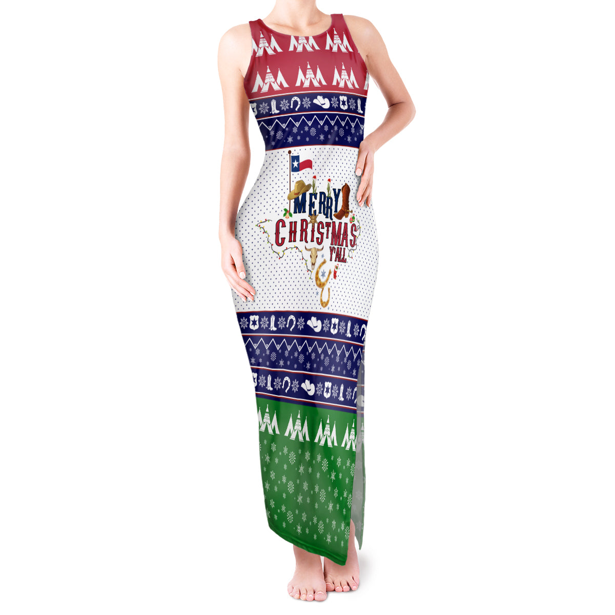 Merry Christmas Yall Texas Tank Maxi Dress - Wonder Print Shop