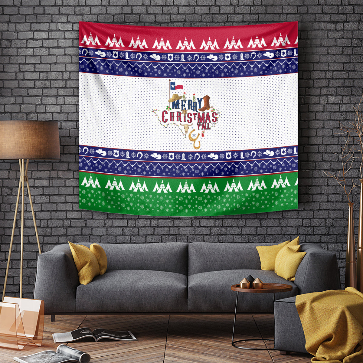Merry Christmas Yall Texas Tapestry - Wonder Print Shop