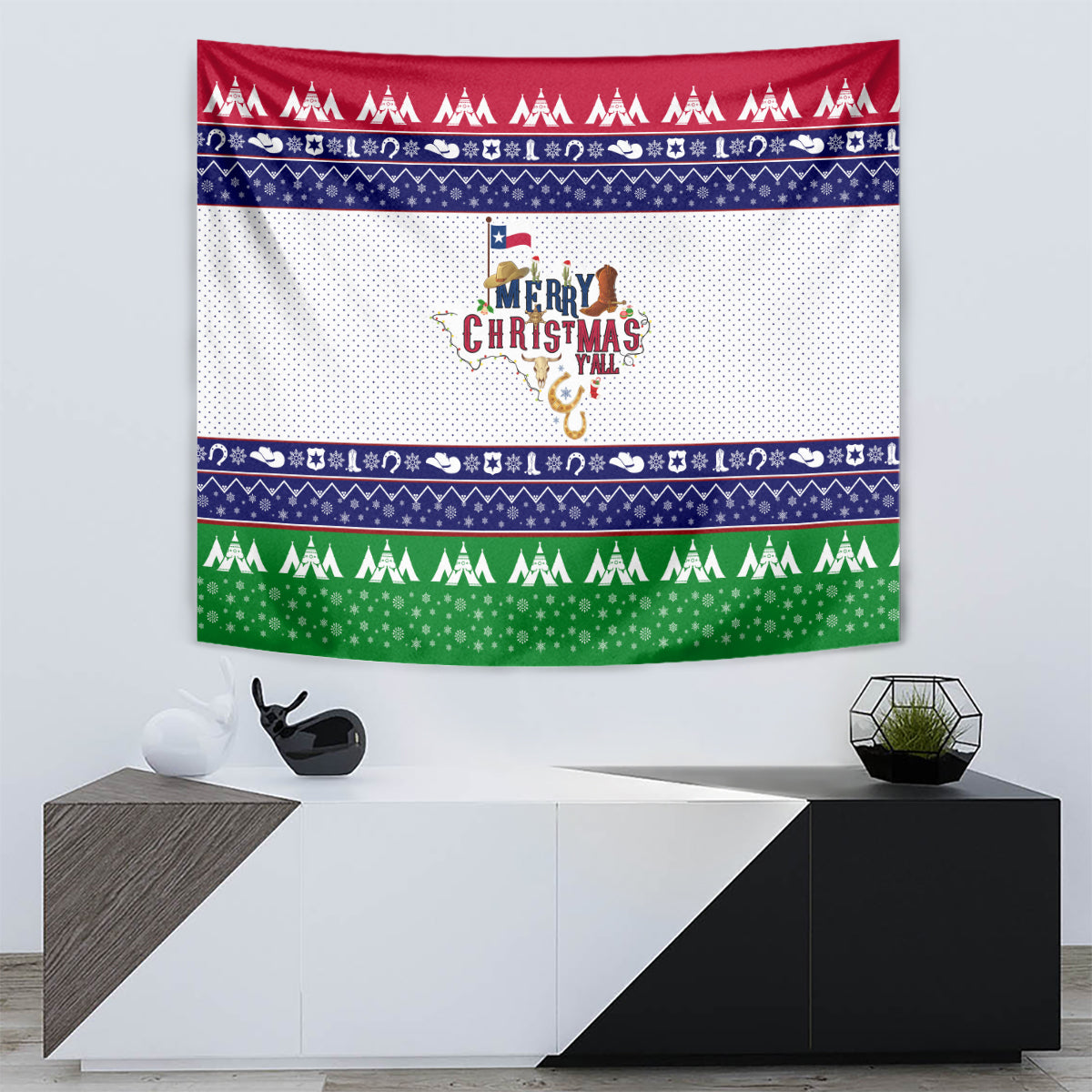 Merry Christmas Yall Texas Tapestry - Wonder Print Shop