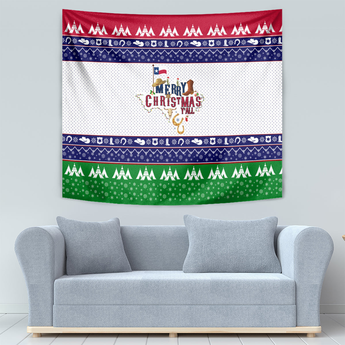 Merry Christmas Yall Texas Tapestry - Wonder Print Shop