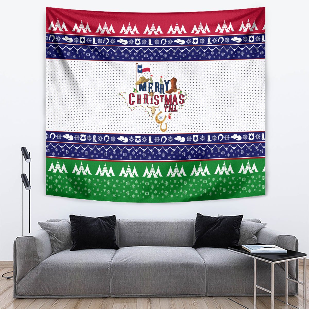 Merry Christmas Yall Texas Tapestry - Wonder Print Shop