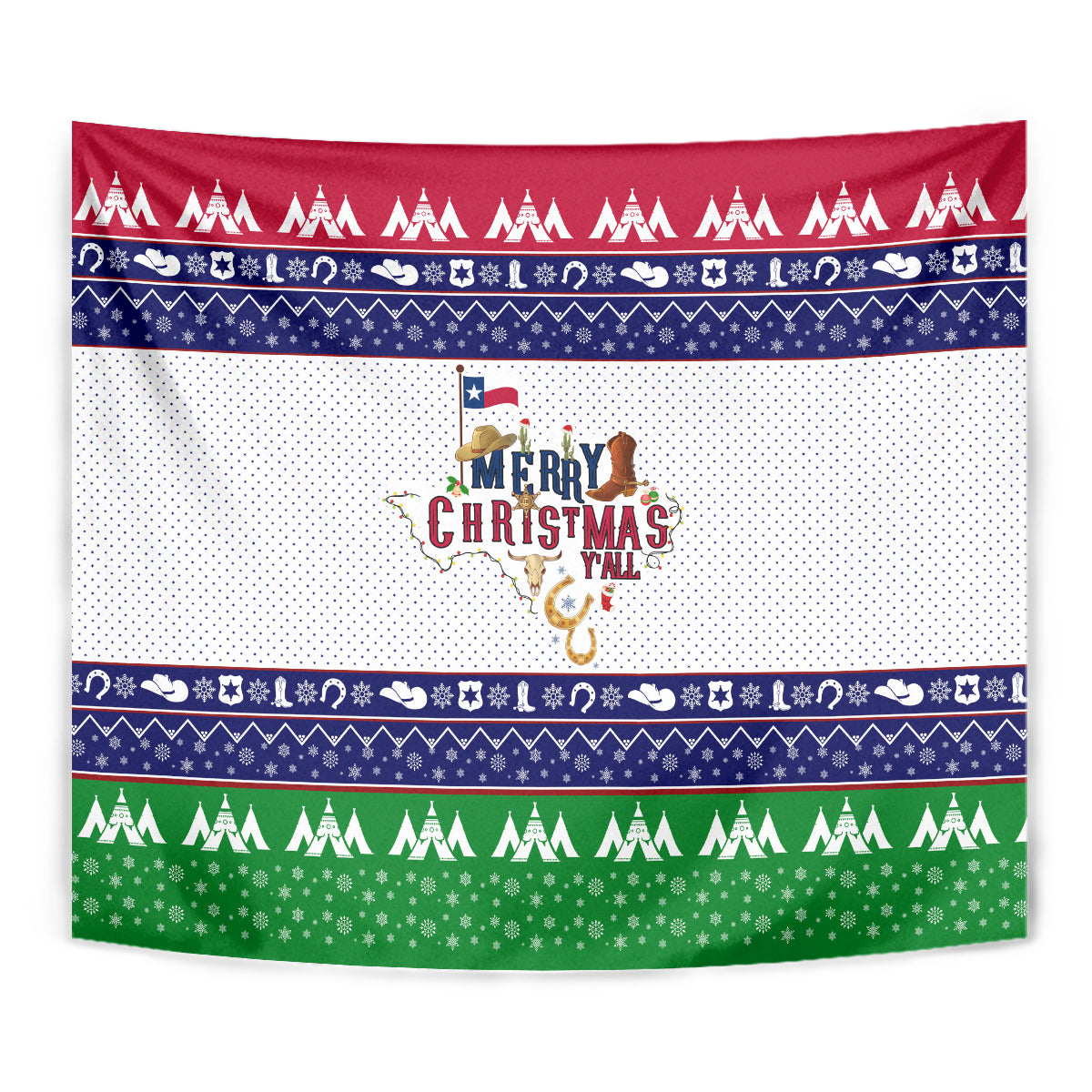 Merry Christmas Yall Texas Tapestry - Wonder Print Shop