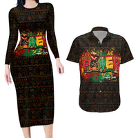 Personalized Power African Couples Matching Long Sleeve Bodycon Dress and Hawaiian Shirt - Wonder Print Shop