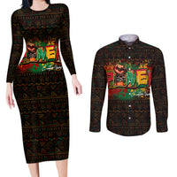 Personalized Power African Couples Matching Long Sleeve Bodycon Dress and Long Sleeve Button Shirt - Wonder Print Shop