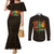 Personalized Power African Couples Matching Mermaid Dress and Long Sleeve Button Shirt