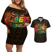 Personalized Power African Couples Matching Off Shoulder Short Dress and Hawaiian Shirt - Wonder Print Shop