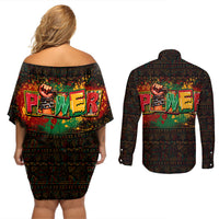 Personalized Power African Couples Matching Off Shoulder Short Dress and Long Sleeve Button Shirt - Wonder Print Shop