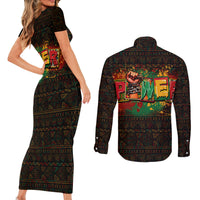 Personalized Power African Couples Matching Short Sleeve Bodycon Dress and Long Sleeve Button Shirt - Wonder Print Shop
