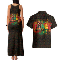 Personalized Power African Couples Matching Tank Maxi Dress and Hawaiian Shirt - Wonder Print Shop