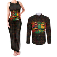 Personalized Power African Couples Matching Tank Maxi Dress and Long Sleeve Button Shirt - Wonder Print Shop
