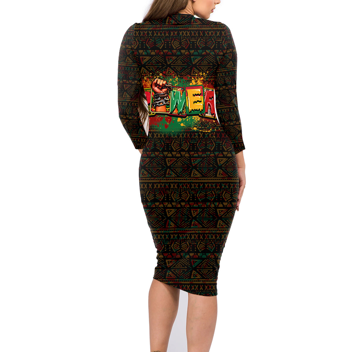 Personalized Power African Family Matching Long Sleeve Bodycon Dress and Hawaiian Shirt - Wonder Print Shop