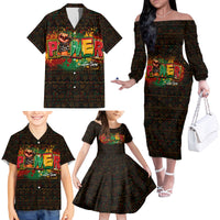 Personalized Power African Family Matching Off Shoulder Long Sleeve Dress and Hawaiian Shirt - Wonder Print Shop