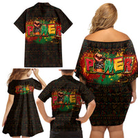 Personalized Power African Family Matching Off Shoulder Short Dress and Hawaiian Shirt - Wonder Print Shop