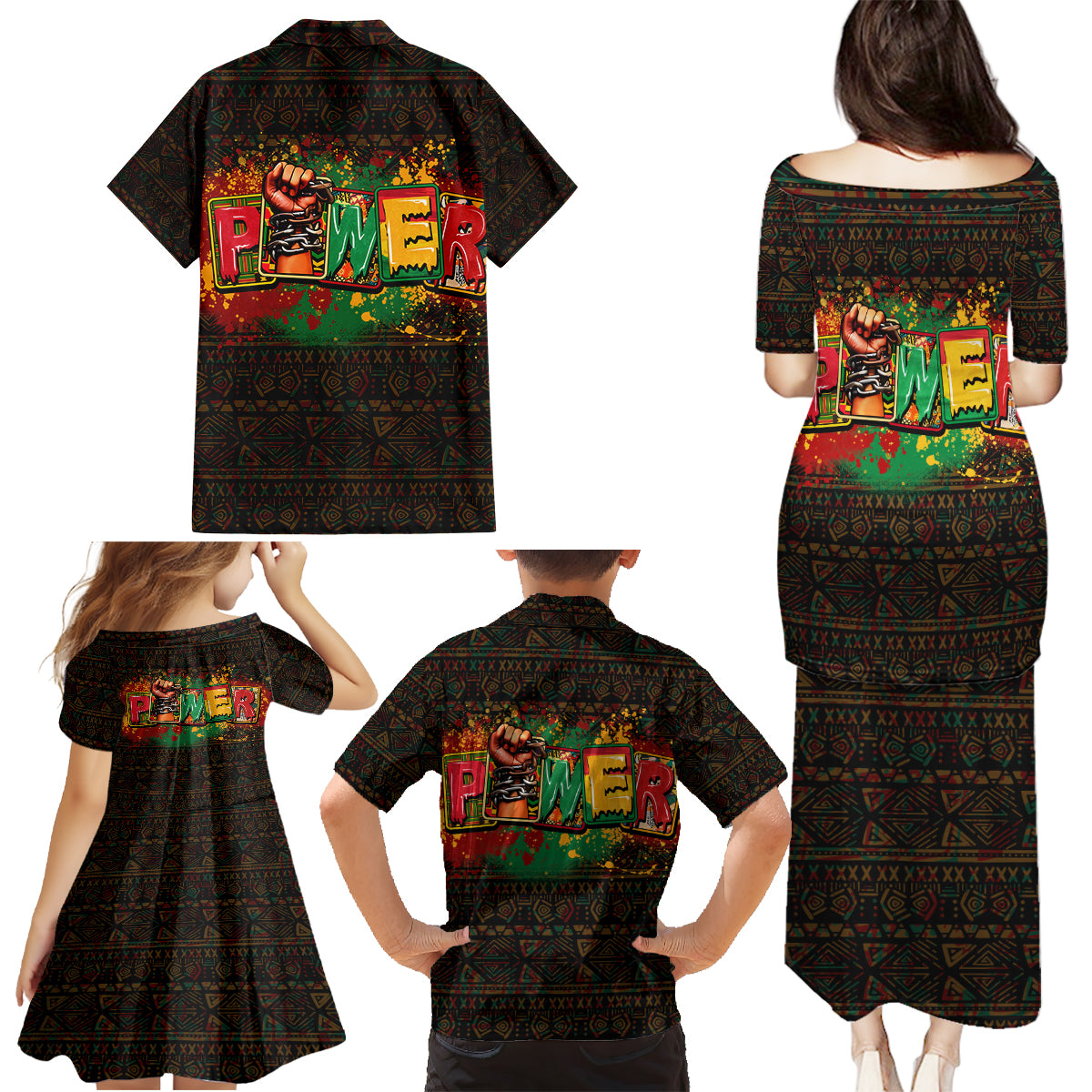 Personalized Power African Family Matching Puletasi and Hawaiian Shirt - Wonder Print Shop