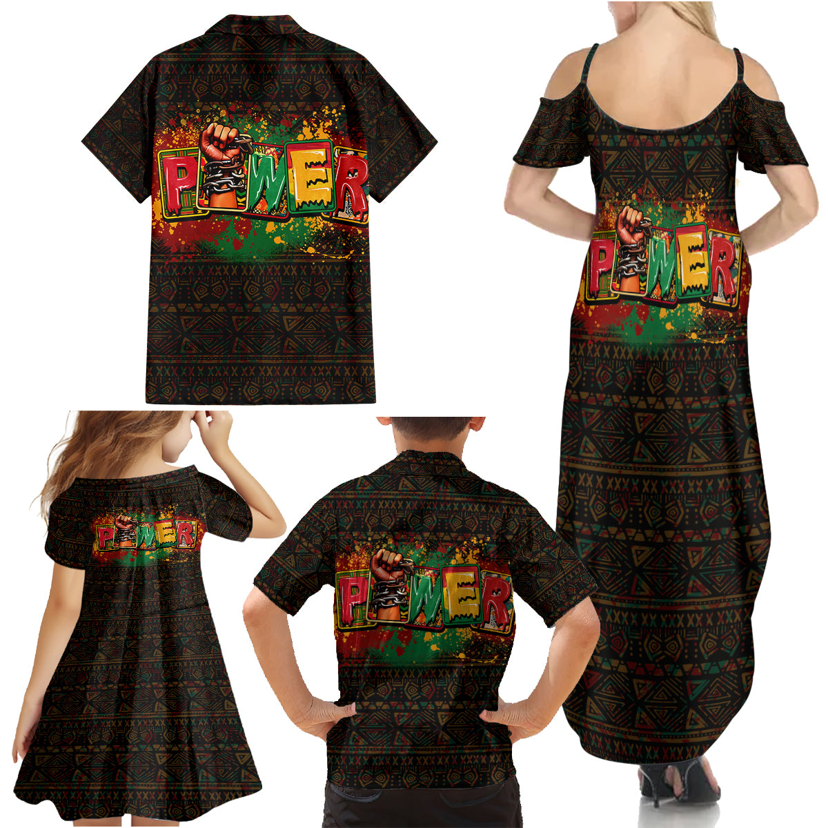 Personalized Power African Family Matching Summer Maxi Dress and Hawaiian Shirt - Wonder Print Shop