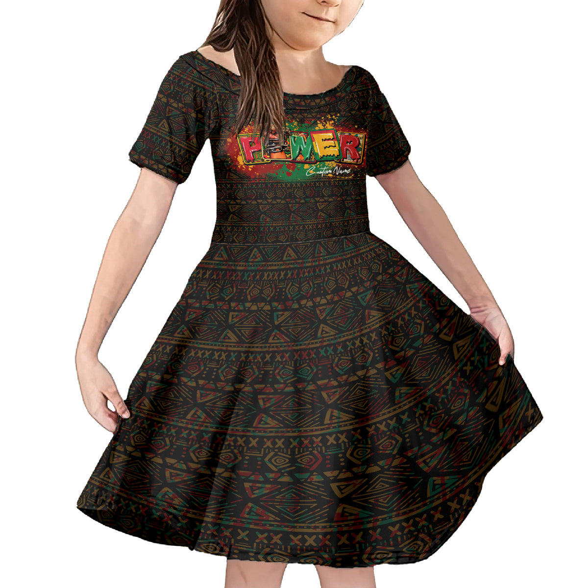 Personalized Power African Kid Short Sleeve Dress - Wonder Print Shop