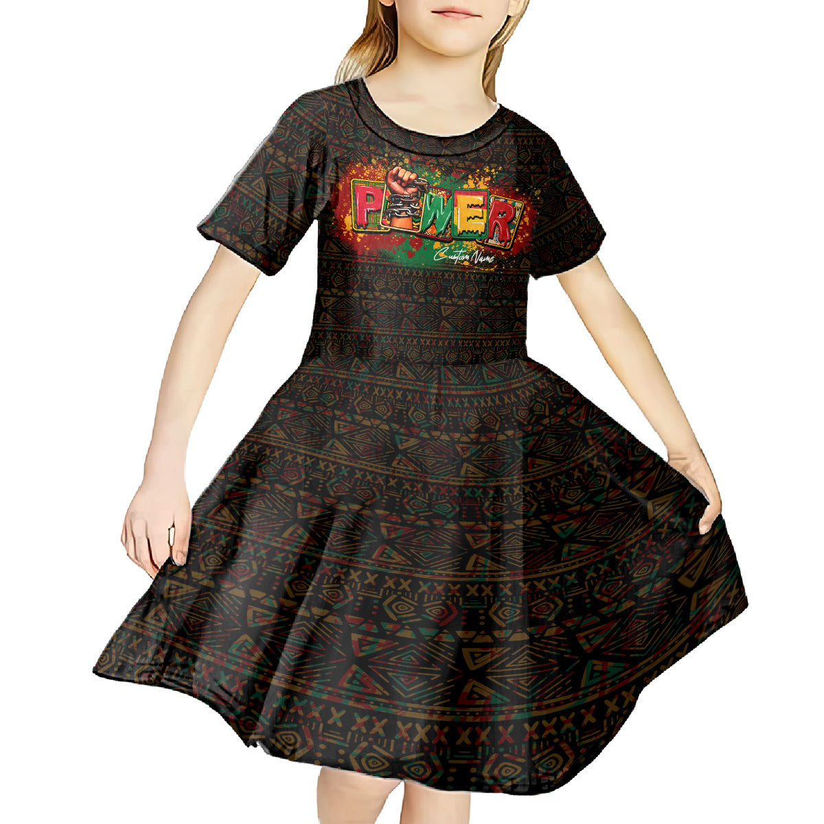 Personalized Power African Kid Short Sleeve Dress - Wonder Print Shop