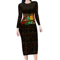Personalized Power African Long Sleeve Bodycon Dress - Wonder Print Shop