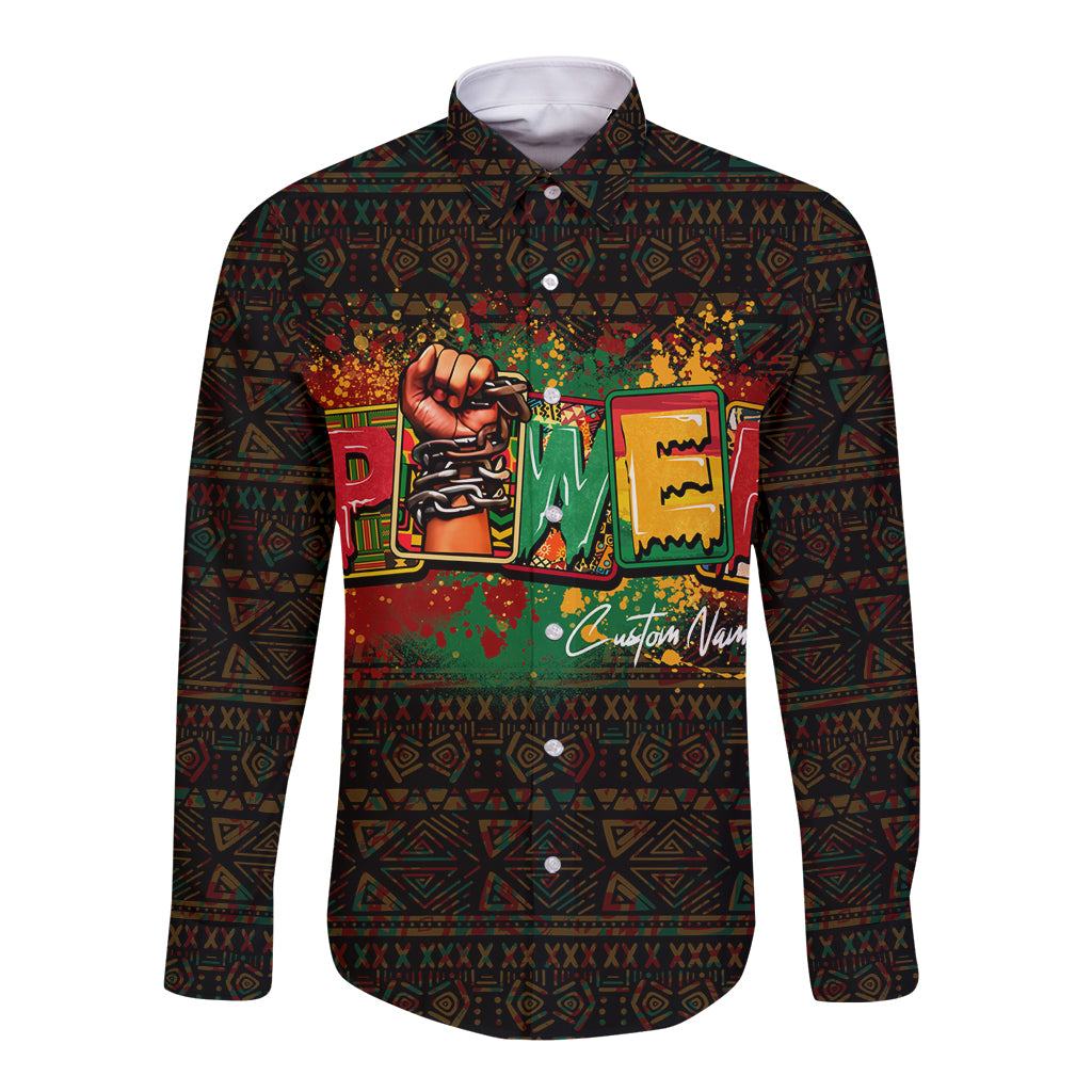 Personalized Power African Long Sleeve Button Shirt - Wonder Print Shop