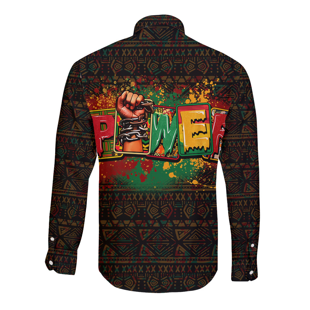 Personalized Power African Long Sleeve Button Shirt - Wonder Print Shop