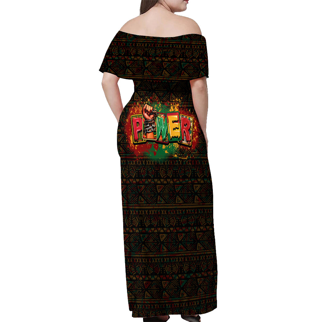 Personalized Power African Off Shoulder Maxi Dress - Wonder Print Shop