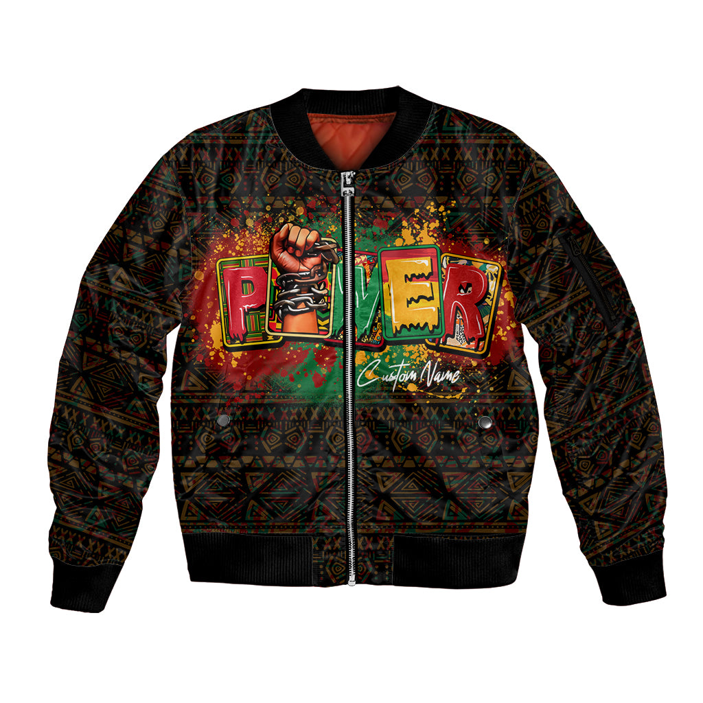 Personalized Power African Sleeve Zip Bomber Jacket - Wonder Print Shop