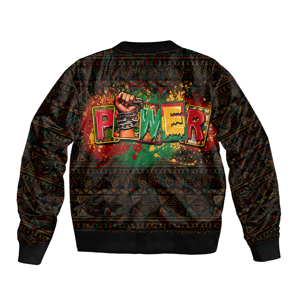 Personalized Power African Sleeve Zip Bomber Jacket - Wonder Print Shop