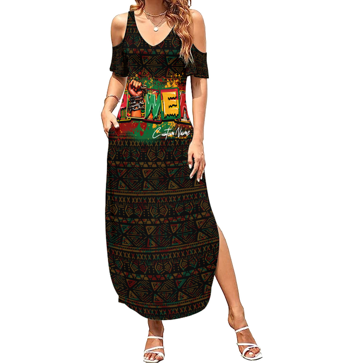 Personalized Power African Summer Maxi Dress - Wonder Print Shop