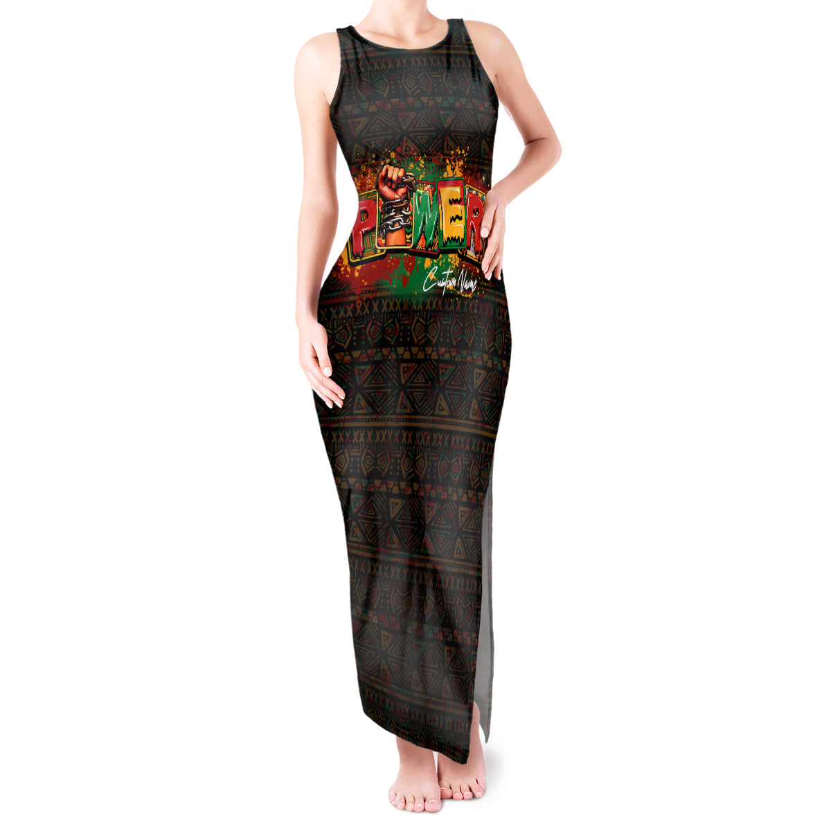 Personalized Power African Tank Maxi Dress - Wonder Print Shop