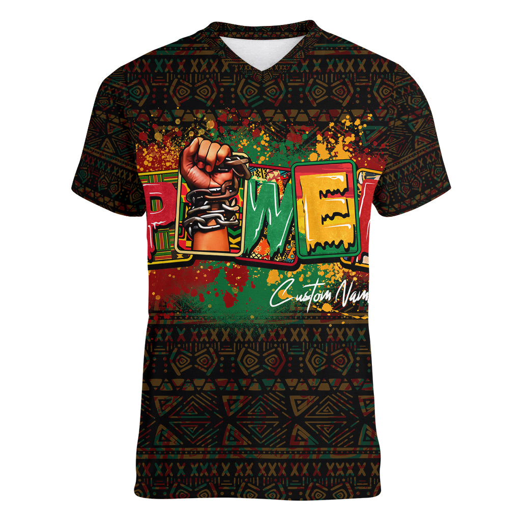 Personalized Power African Women V Neck T Shirt - Wonder Print Shop
