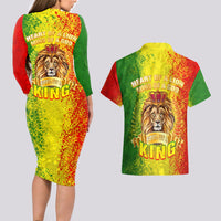 King's African Spirit Couples Matching Long Sleeve Bodycon Dress and Hawaiian Shirt Heart of A Lion - Wonder Print Shop