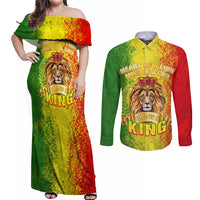 King's African Spirit Couples Matching Off Shoulder Maxi Dress and Long Sleeve Button Shirt Heart of A Lion - Wonder Print Shop
