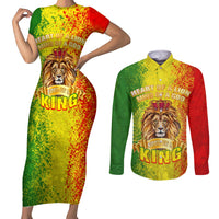 King's African Spirit Couples Matching Short Sleeve Bodycon Dress and Long Sleeve Button Shirt Heart of A Lion - Wonder Print Shop
